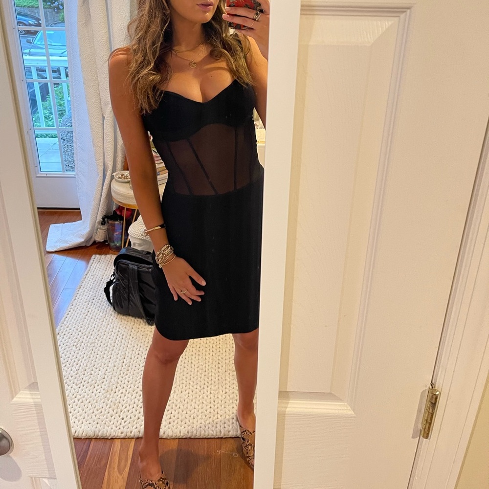 Zara Black Sheer Panel Dress